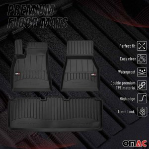 Tesla Model S Floor Mat - Omac - Premium TPE - Black - '14-'20